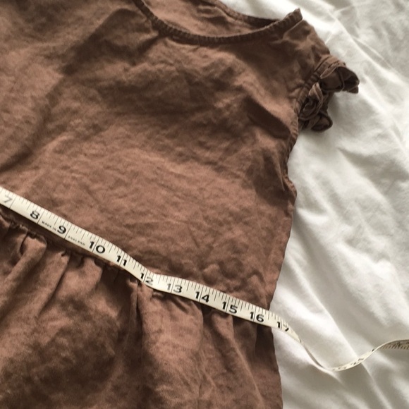 Brown linen ruffle dress - Picture 7 of 8